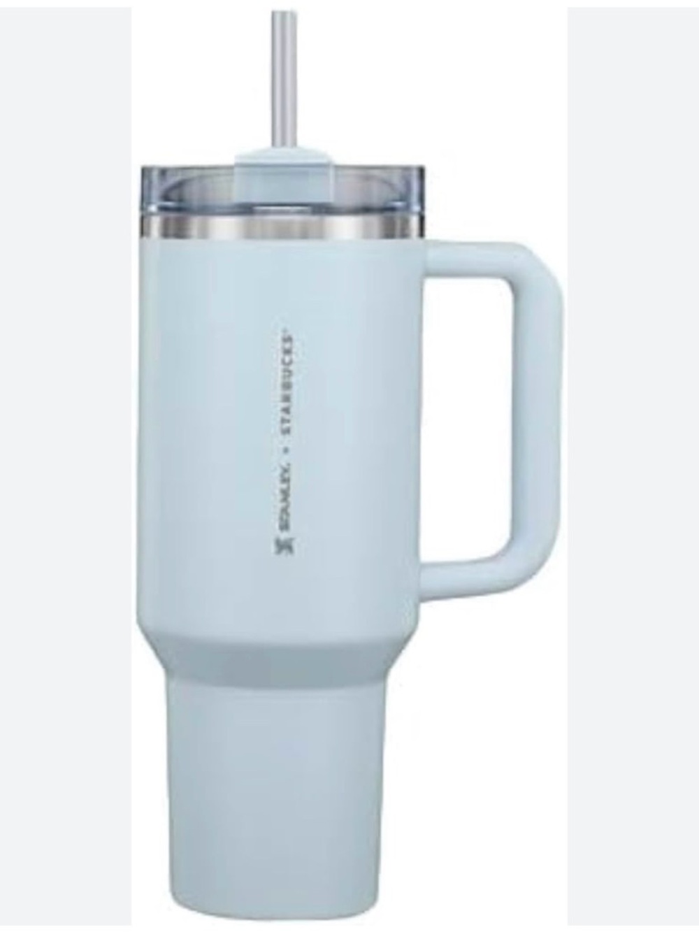 Starbucks Pale Blue Travel Mug with Handle and Straw